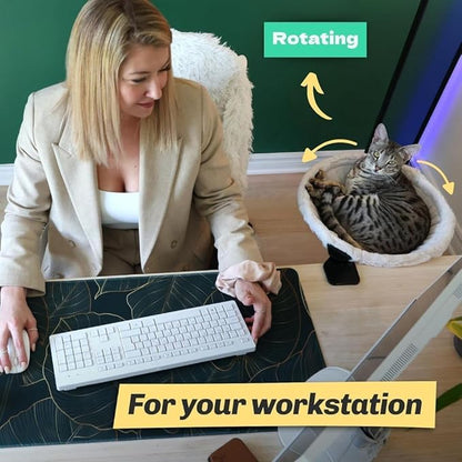 | Blue Replacement Fabric for Cat Desk Bed - Soft Faux Fur Fabric, Steel Frame | Cat perch for indoor cats | Perfect Hammock for your desk | Supports up to 50lbs | Pet couch | Elevated pet bed