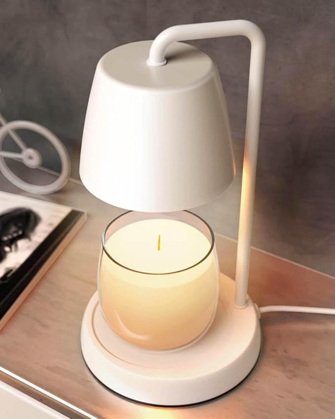 Candle Warmer Lamp with Timer and Dimmer - Electric Candle Lamp Warmer for Jar Candles - Ideal Home Decor Gift for Women, Daughter, and Mom - Includes 2 Bulbs (White)