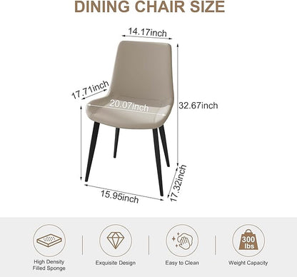 Dining Chairs with Comfortable Backrest and Sturdy Metal Legs, Modern Upholstered PU Leather Kitchen & Office Chairs for Dining Room, Restaurant Or Living Room (White, 4-Set)