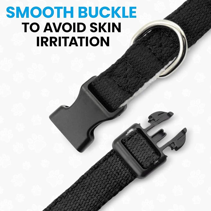 Hypoallergenic Dog Collar - Great for Sensitive Skin, Soft Collar for Dogs, Soft Organic & Earth Friendly (Large, Grey)