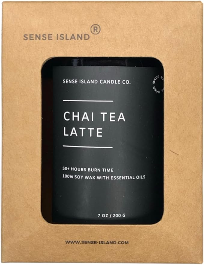 Chai Tea Latte Scented Fall Candle 100% Soy Wax 50+ Hrs Burn Time Highly Scented Aesthetic Candle Gifts for Women and Men