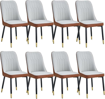 Dining Chairs Set of 8，Modern Dining Chairs, Equipped with PU Leather Backrest Cushions and Black Metal Legs, Suitable for Restaurants, Kitchens, and Bedrooms Dining Room Chairs