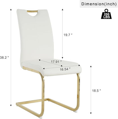 51'' Gold Glass Dining Table Set for 6,7 Piece Kitchen Table and Chairs Set with Metal Legs and 6 PU Leather Dining Chairs for Kitchen Room Small Spaces