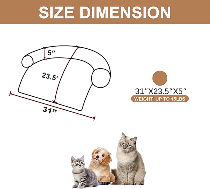 Calming Dogs/Cats Bed Mats, Dog Pad Washable Removable Couch Cover, Plush Long Fur Mat for Pets, Waterproof Lining, Perfect for Small, Medium and Large Dogs and Cats (Desert Brown, 31"x23")