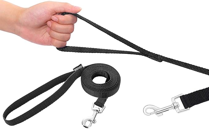 AMAGOOD 6 FT Puppy/Dog Leashes, Strong Traditional Style Leash with Easy to Use Collar Hook,Dog Lead Great for Small and Medium and Large (Black,5/8" x 6 Feet)