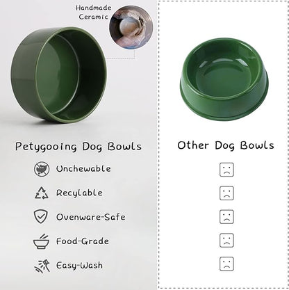 Petygooing Rust Green Elevated/Raised Ceramic Dog Bowl for Small Breeds, Dog Food Water Dish with Stand,Pet Feeding Bowl with Anti Slip Rubber for Cats and Small Dogs Puppy 13.5 OZ (5.1In / 1.7 Cups)