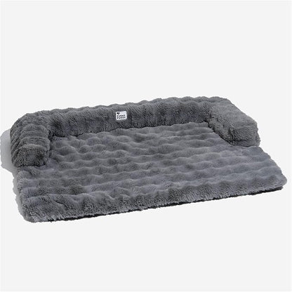 FUNNY FUZZY Pet Fluffy Fuzzy Couch Cover, Calming Washable Dog Bed Sofa Protector Pets Mat for Small Medium Dogs and Cats (Grey,33.45 × 28.35 × 5.51 in)