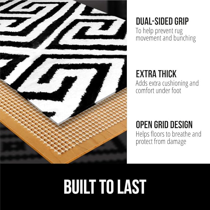 GORILLA GRIP Strong Rug Pad Gripper, 10x14 FT, US Designed, Grips Help Keep Area Rugs Safe and in Place, Slip and Skid Resistant Pads for Hard Floors, Under Carpet Mat Cushion Hardwood Protection