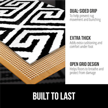 GORILLA GRIP Strong Rug Pad Gripper, 10x14 FT, US Designed, Grips Help Keep Area Rugs Safe and in Place, Slip and Skid Resistant Pads for Hard Floors, Under Carpet Mat Cushion Hardwood Protection