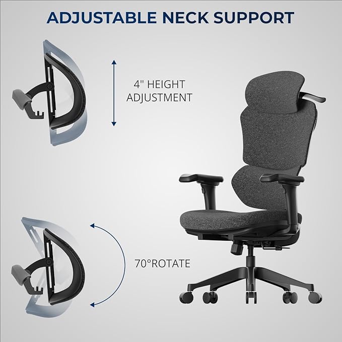 Ergonomic Office Chair – Computer Chair with Divided Tilted Back, Adjustable Armrests & Soft Seat – Holds Up to 290bs (Gray)