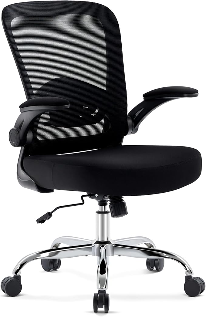 Office Chair,Ergonomic Mesh Desk Chair with Adjustable Lumbar Support,Computer Chair with Flip-up Armrests, Rolling Executive Chairs, Home Office Chair(Black)