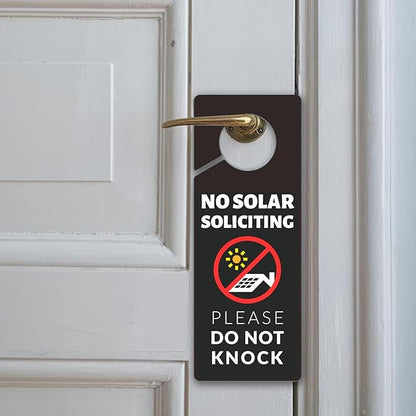 No Solar Panel Soliciting Sign for House, 2 Pack (Printed on Both Sides) - 9.3"x3.5" PVC Plastic Don't Disturb Sign for Home, Front Door, Business, Durable Weatherproof, Easy to Hang