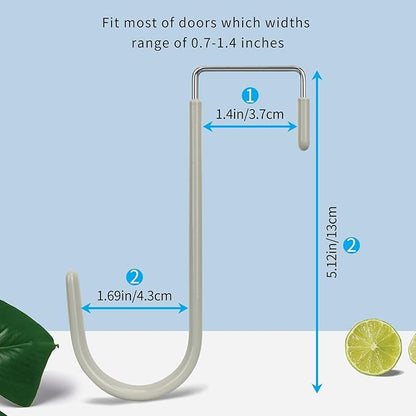 FYY Over The Door Hooks, 4 Pack Door Hangers Hooks with Rubber Prevent Scratches Heavy Duty Organizer Hooks for Living Room, Bathroom, Bedroom Hanging Clothes, Towels, Hats, Coats, Bags Grey