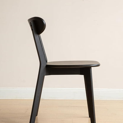 Set of 2 Black Wood Dining Chairs,FAS Grade Oak Dining Chairs, Sturdy Outer Sword-Leg Design in Black Finish for Restaurant, Cafe, and Modern Home Kitchen,Easy Assembly,400 lb Capacity