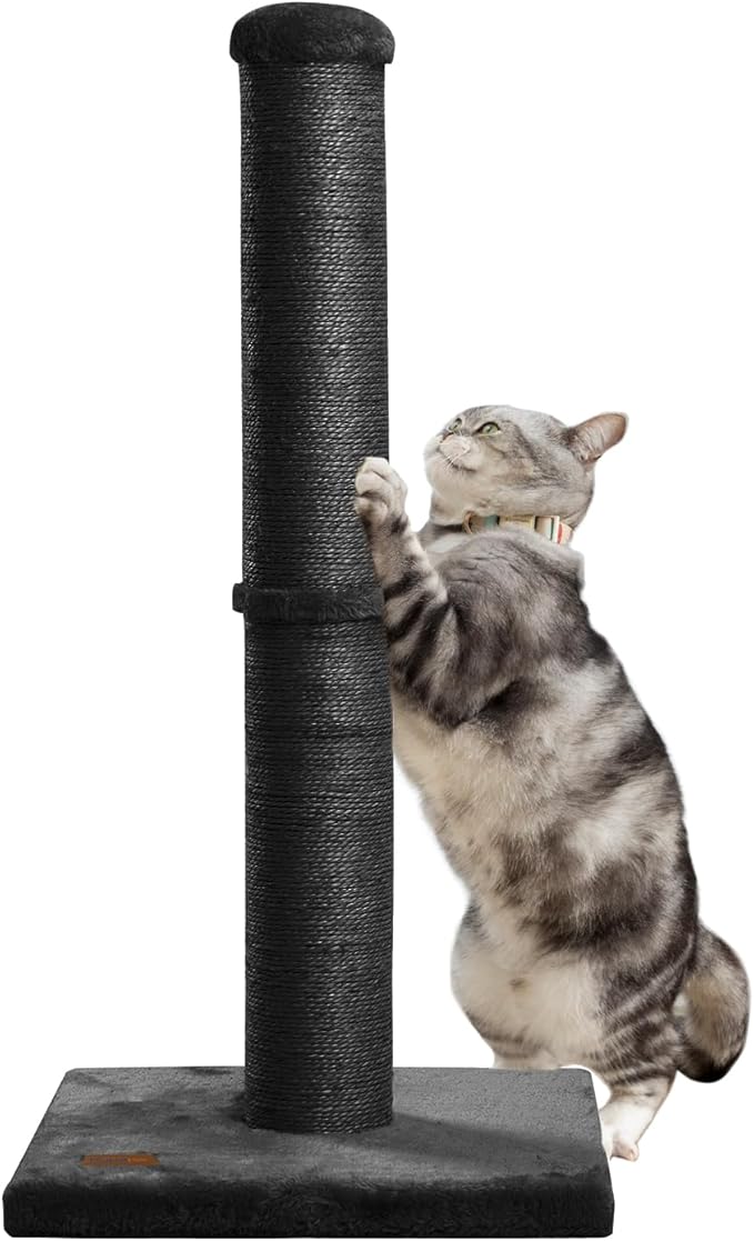 Karolpar 34inch Cat Scratching Post with Natural Sisal Rope 4.3Inch Large Diameter Scratcher Post Tree for Indoor Cats Black