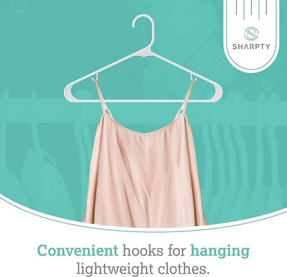 Sharpty Plastic Hangers Clothing Hangers Ideal for Everyday Standard Use (White, 60 Pack)