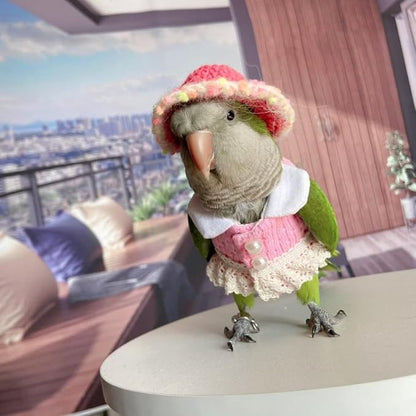 Bird Diaper Flight Suit - Pink Top Bird Clothes Cosplay Photo Prop for Parrots, Lovebirds, Parakeets, Cockatiels & Small Animals (Green Quaker)
