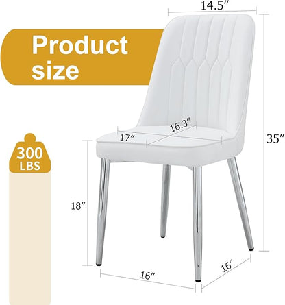 Dining Chairs Set of 2, Equipped with PU Leather Backrest Cushions and Silvery Legs, Suitable for Restaurants, Kitchens, and Dining Room Chairs