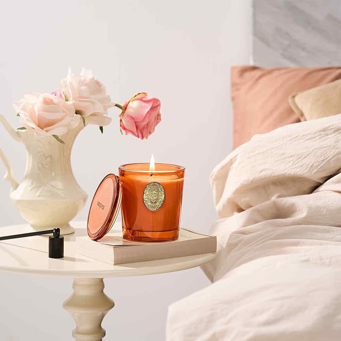 M&SENSE Natural Soy Candle | Noir Air& Neon Orange | 9.2 oz, 50H Burn Time | Luxury Scented Candle for Relaxation, Gifting, Home Décor | Ideal for Bedroom, Office, Party Ambiance