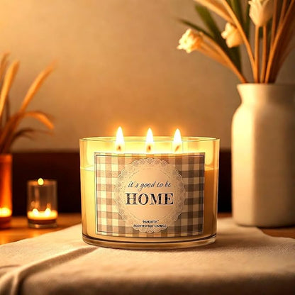 96NORTH Fresh Linen & Soft Amber Candle | Large 3 Wick Jar Candle | 12 Oz Up to 50 Hours Burning Time | 100% All Natural Soy Wax | Relaxing Aromatherapy Candle | Housewarming Gift for Women and Men