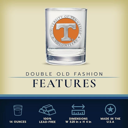 Heritage Pewter Tennessee Double Old Fashion | Double Rocks Glass 14 OZ for Liquor | Expertly Crafted Pewter Glass