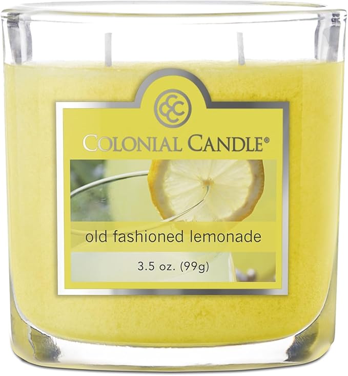 Colonial Candle Old Fashioned Lemonade Jar Candle, 2 Wick, 3.5 oz, Mottled Wax Candle