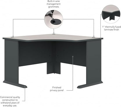 Bush Business Furniture Series A 48W Corner Desk in White Spectrum and Slate, Small Computer Table for Home or Professional Office