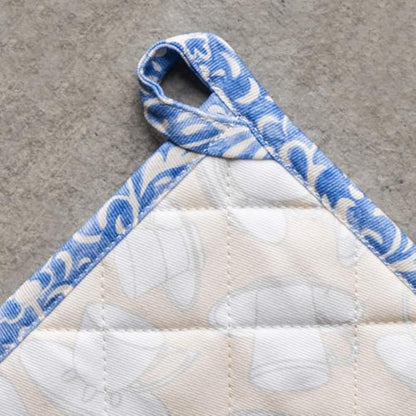 Maison d' Hermine Pot Holders Set 100% Cotton Heat Resistant Potholders 8" x 8" Hot Pads with Loop BBQ, Cooking, Baking, Grilling, Kitchen, Handling Hot Pans Spring/Summer (Pack of 2, Canton)
