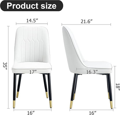Dining Chairs Set of 4，Modern Dining Chairs, Equipped with PU Leather Backrest Cushions and Metal Legs, Suitable for Restaurants, Kitchens, and Dining Room Chairs