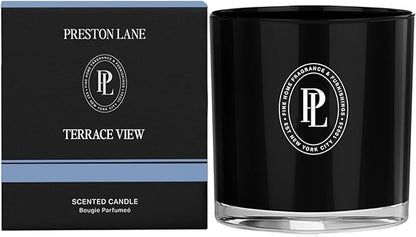 Preston Lane Luxury 3-Wick Scented Candle, Terrace View, 24 oz Hand-Poured in USA | Long Burn Time (40–50 Hrs), Vegan Soy Wax Blend, Decorative Ceramic Vessel, Fine Italian Fragrance