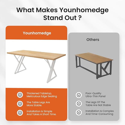 70.9Inch Office Desk, Executive Office Desk，Modern Industrial Style, Z-Shaped Table Legs, Country Black Wood Grain Top, for Home Office, Study, Conference (Natural)