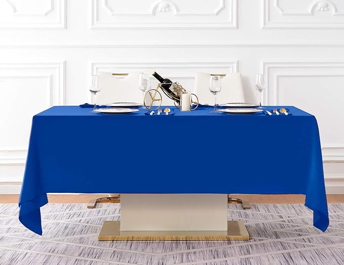 Surmente Blue Tablecloth 60 x 102-inch Rectangular Polyester Table Cloth for Weddings, Banquets, or Restaurants