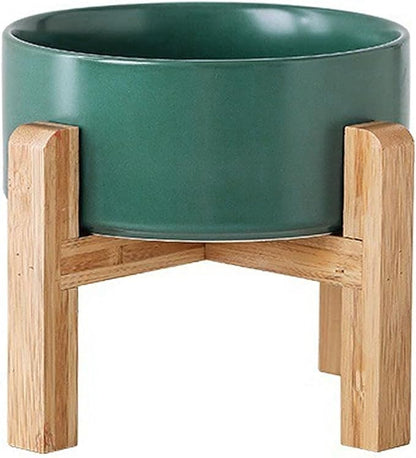 Petygooing 28 OZ Green Elevated/Raised Ceramic Dog Bowl for Small and Medium Breeds, Dog Food Water Dish with Stand,Pet Feeding Bowl with Anti Slip Rubber for Cats Small and Medium Dogs (3.6 Cups)