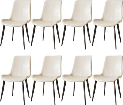 Dining Chairs, Modern PU Leather Dining Room Chair with Sturdy Metal Legs, Upholstered Seat Dinner Chairs Accent Side Chairs for Indoor Kitchen Living Room Restaurant Cafe (Cream, Set of 8)