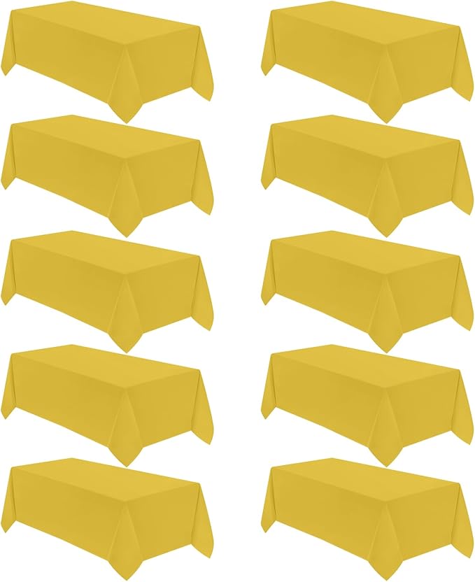 VidaFete Tablecloth 10 Pack 90 * 132inch Rectangle Table Cloth Polyester, Stain Wrinkle Resistant Polyester Dining Table Cover for Kitchen Dinning Party Wedding Rectangular Buffet Decoration(Yellow)