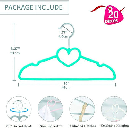Velvet Hangers 20 Pack, 16" Non Slip Adult Hangers, Slim Clothes Hanger with 360 Degree Swivel Hook - Durable & Cute for Coats, Shirts, Dress (Mix Color)