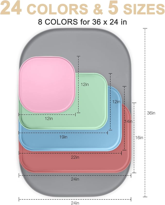 SMILOOL Waterproof Silicone Pet Food Mat with Raised Edge for Dog & Cat | 12" x 12" Non-Slip Small Pet Feeding Mats with Lip for Food & Water Bowl, Food Grade, Easy Cleaning, Pink