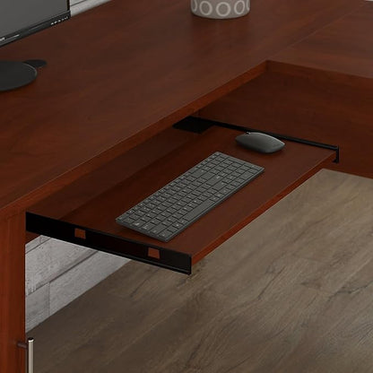 Bush Furniture Somerset 60W L Shaped Desk with Hutch in Hansen Cherry