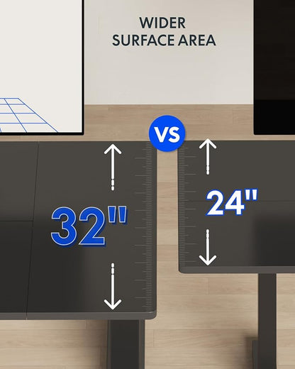 FLEXISPOT 79 x 32 Inch Large Standing Desk, Stand Up Desk with Splice Board, Rising Desks for Home Office, Office Desk with Cup Holder and Headphone Hook (Black Frame + Black Top, 2 Packages)