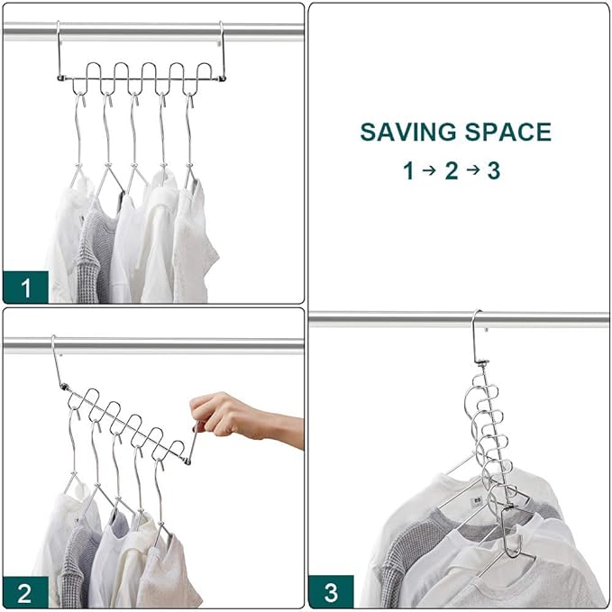 Meetu Space Saving Hangers Magic Cloth Hanger Metal Closet Organizer for Wardrobe Organization (Pack of 20)