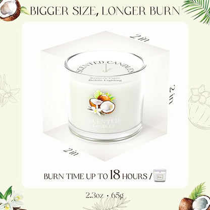 Coconut Candle, Scented Candles Gifts for Women, Candles Gift Set for Her, 3 Scented Votive Candles, Birthday Gifts for Women/Men (White, 7 oz)
