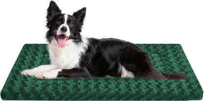 4 Pcs Washable Dog Bed Plush Orthopedic Outdoor Crate Mat with Non-Slip Bottom,Luxe Kennel Pad for Pets,Cozy Cage Cushion&Pet Sleeping Mattress Large Sized,Medium,Small Dogs,35 x 23 inch,Color Blend