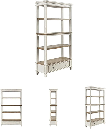 Signature Design by Ashley Realyn French Country 75" Bookcase with Drawer, Chipped White