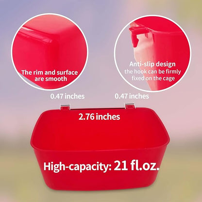 26 Pack Rabbit Feeder Waterer Chicken 21 oz Food Water Cage Cups Puppy Cat Hanging Feeding Dish Coop Bowl Watering Container Treats Drinker for Pigeon Bird Bath Basin Hamster Bed