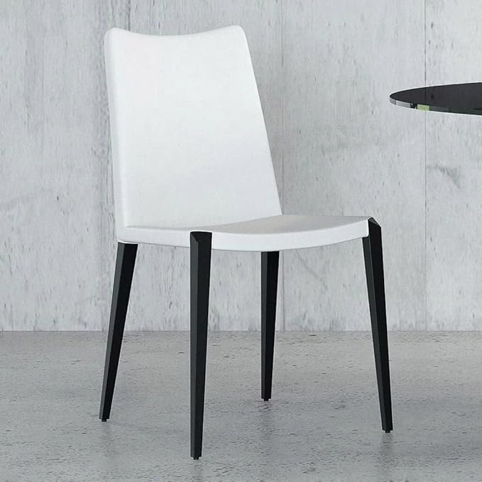 ZURI Modern Jordan Dining Chair in White Leatherette and Matte Black Steel Base