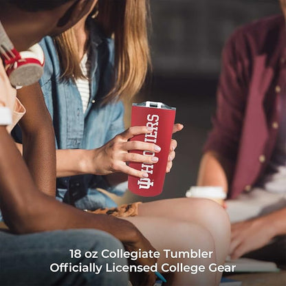 Campus Colors NCAA Stainless Steel Tumbler perfect for Gameday - 18 oz - Double Walled - Keeps Drinks Perfectly Insulated (Indiana Hoosiers - Crimson)