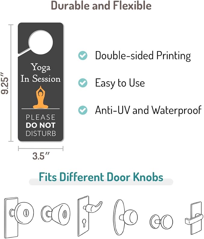Do Not Disturb Door Hanger Sign, 2 Pack, Please Do Not Disturb Sign, Yoga In Session