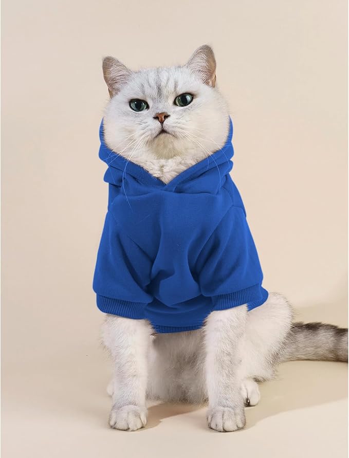 Cat Hoodies for Cats Puppy Pet Clothes Cat Apparel Little Miss Attitude Print Dog Hoodie for Small Medium Dogs Outfits for Kittens(Royal Blue,2XL)