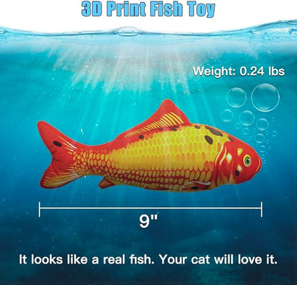 TOOGE 2 Pack 9" Floppy Fish Cat Toys with SilverVine and Catnip for Indoor Cats for Small Dogs Interactive Automatic Flopping Fish Cat Kicker Toys for Cats Puppy Small Dog