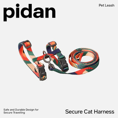 pidan Cat Harness and Leash Set, Cats Escape Proof - Adjustable Kitten Harness for Large Small Cats, Lightweight Soft Walking Travel Petsafe Harness（(Multicolor-M Size）